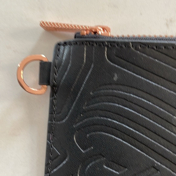 Ted Baker Embossed Leather Pouch/Clutch Black with rose gold accents - Picture 3 of 6